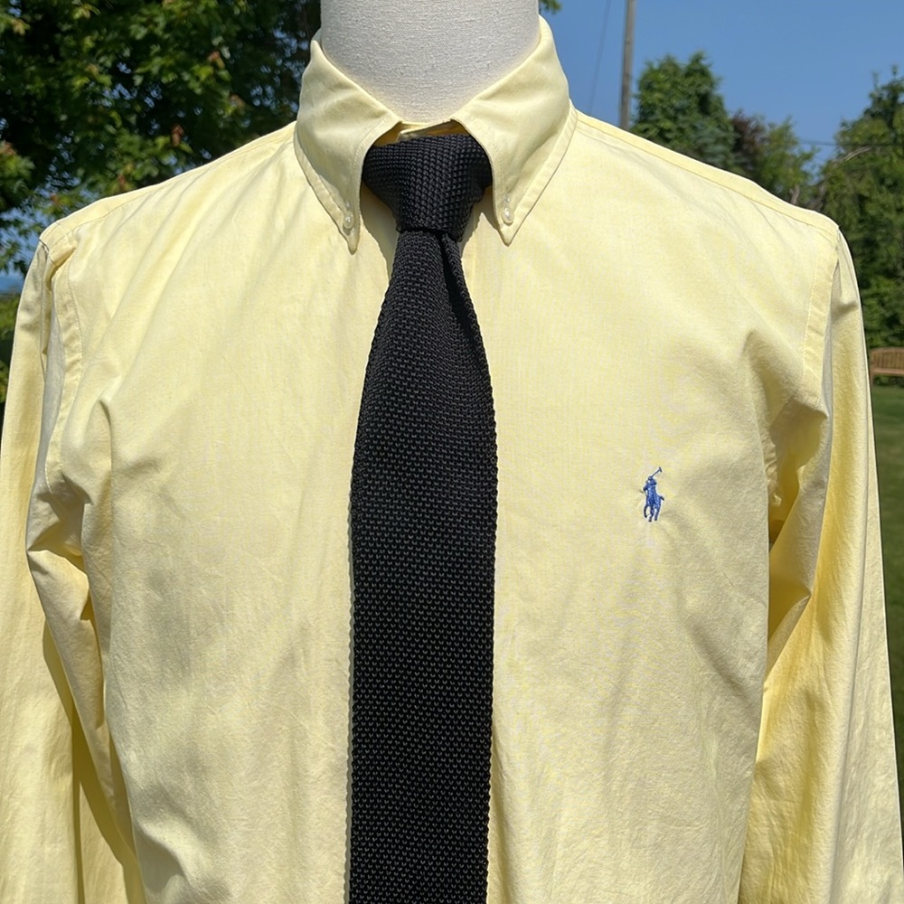 -Ralph Lauren Yellow w/Purple Pony L/S Button Down w/ Button Shirt Mens 16-34/35